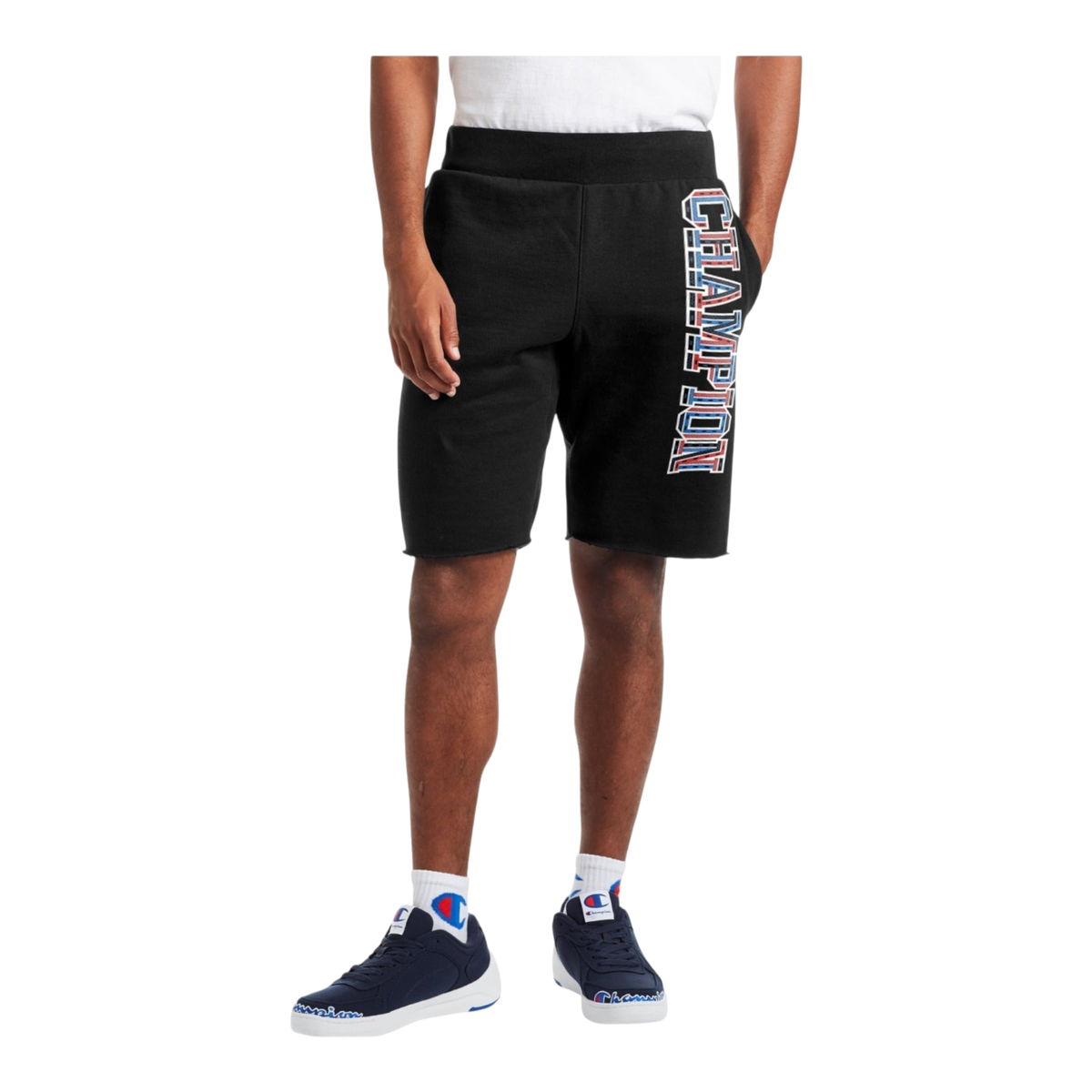 Champion C Life 10" Reverse Weave Cutoff 3D Logo Men's Shorts — Black