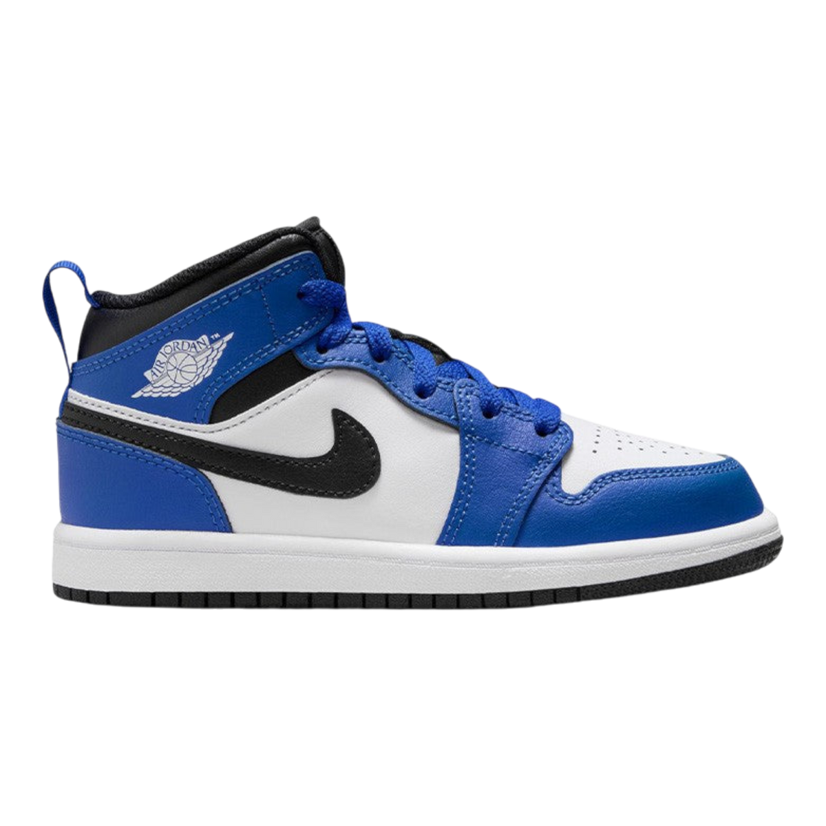 Air Jordan 1 Mid Little Kids' (PS) Sneakers — Game Royal/White/Black Leather