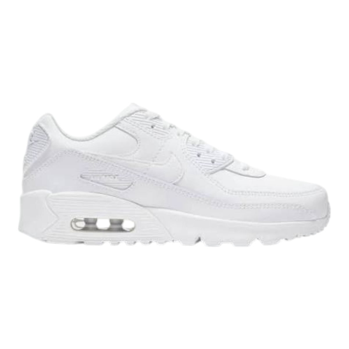 Nike Air Max 90 LTR Big Kids' (GS) Sneakers — White/Metallic Silver Leather Low-Top