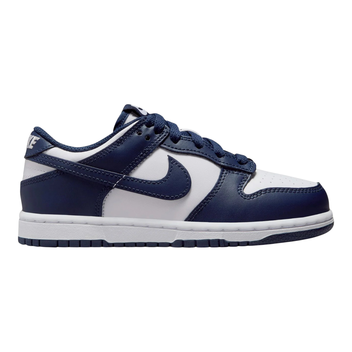 Nike Dunk Low Little Kids' (PS) Sneakers — White/Midnight Navy Leather Low-Top
