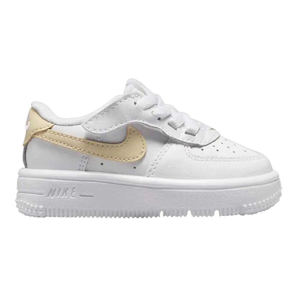 Nike Force 1 Low EasyOn Toddlers' (TD) Sneakers — White/Light Khaki Leather Low-Top
