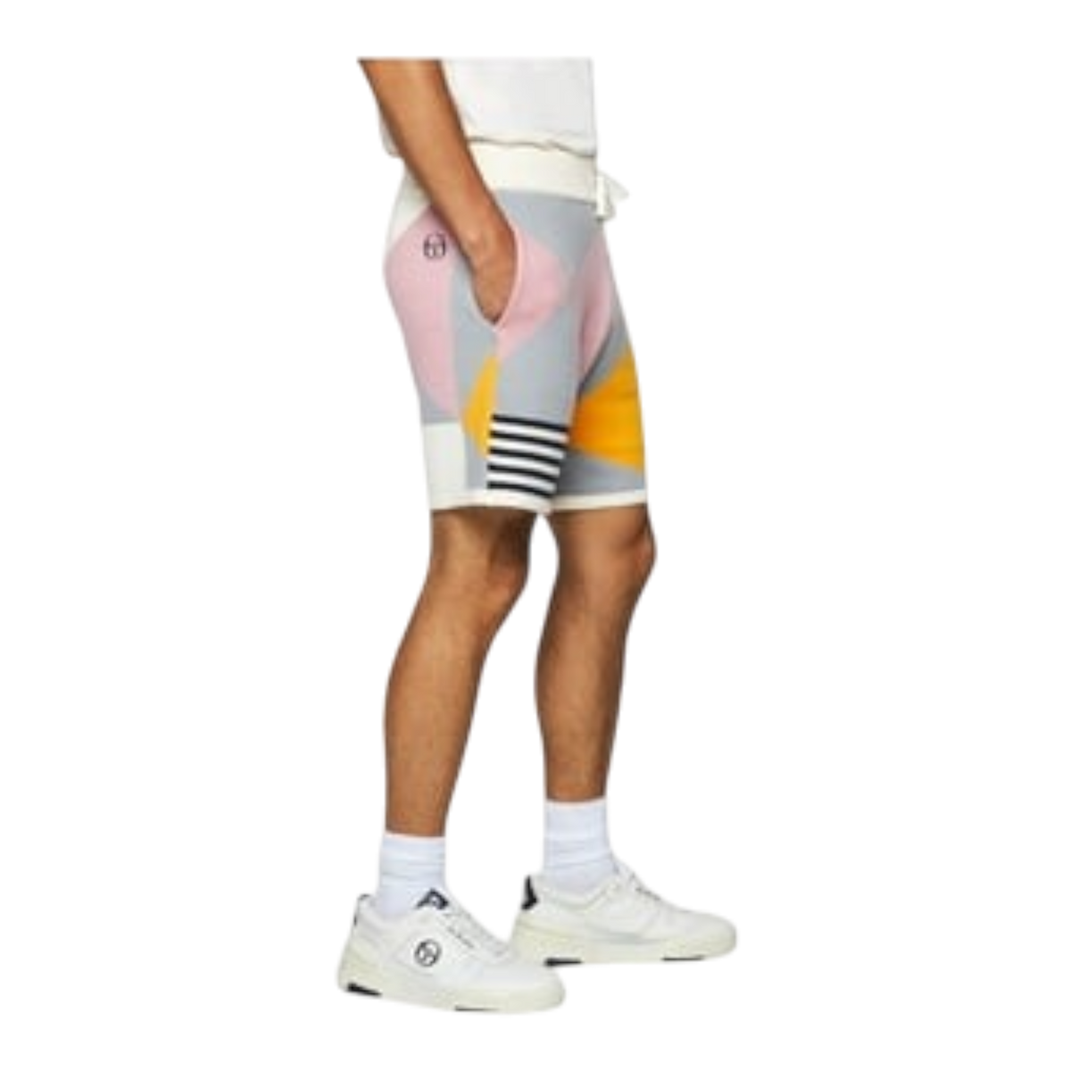 Sergio Tacchini Geo Knit Men's Shorts — White/Multi