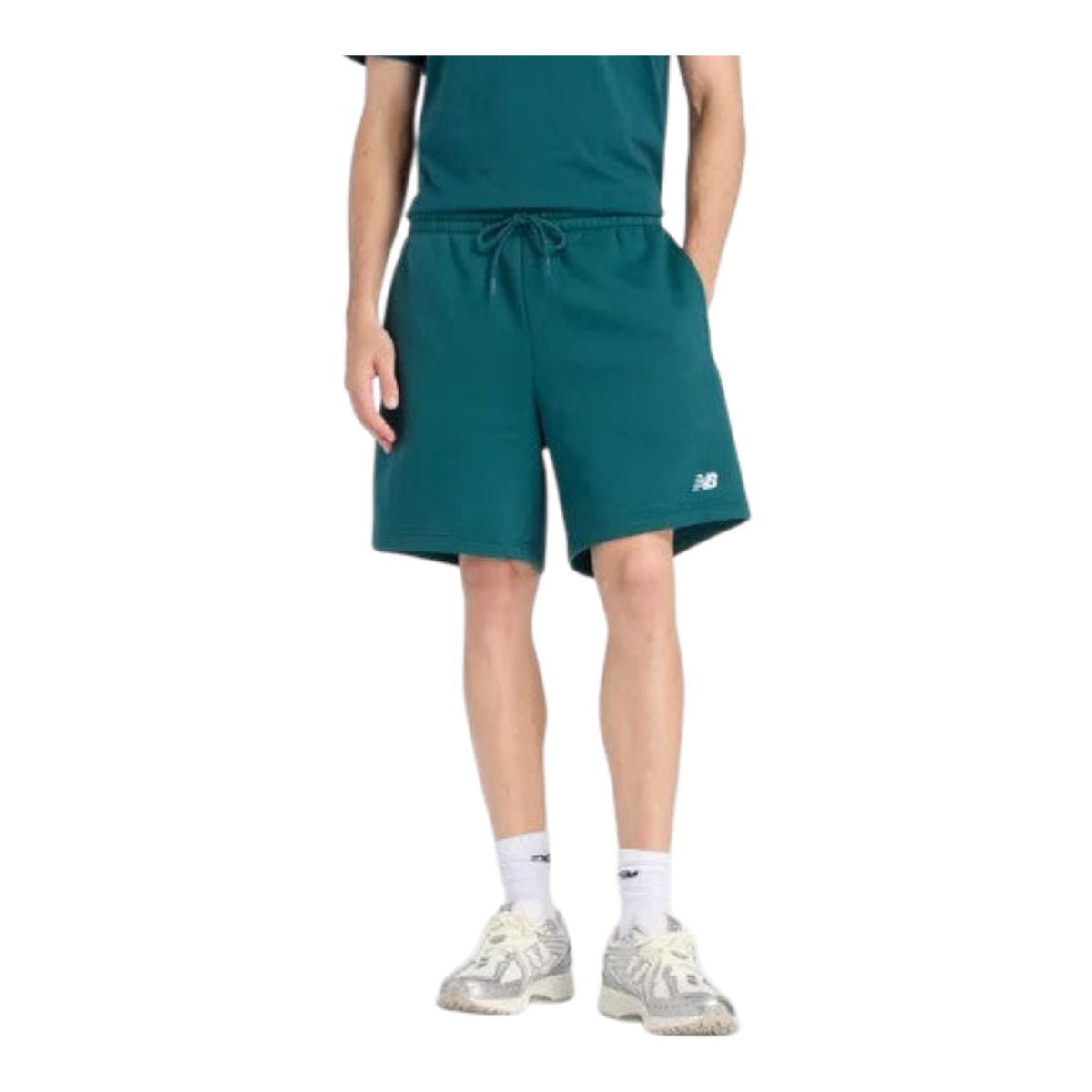 New Balance Sport Essentials Fleece Men's Shorts — Green/White