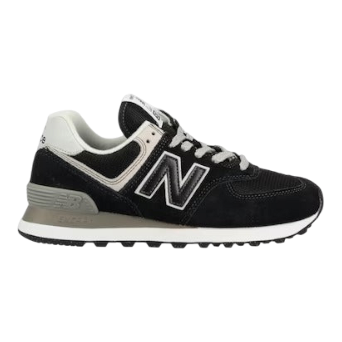 New Balance 574 Core Women's Sneakers — Black/White Suede Low-Top