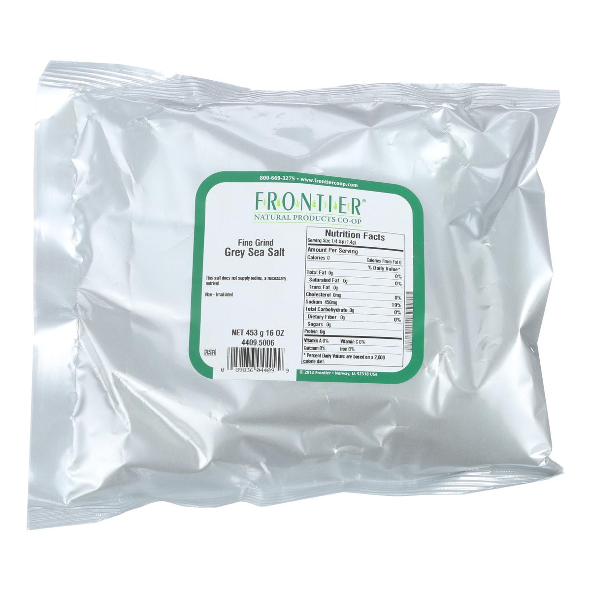 Frontier Herb Gourmet Sea Salt - Grey - Fine Grind - 1 Lb Bulk