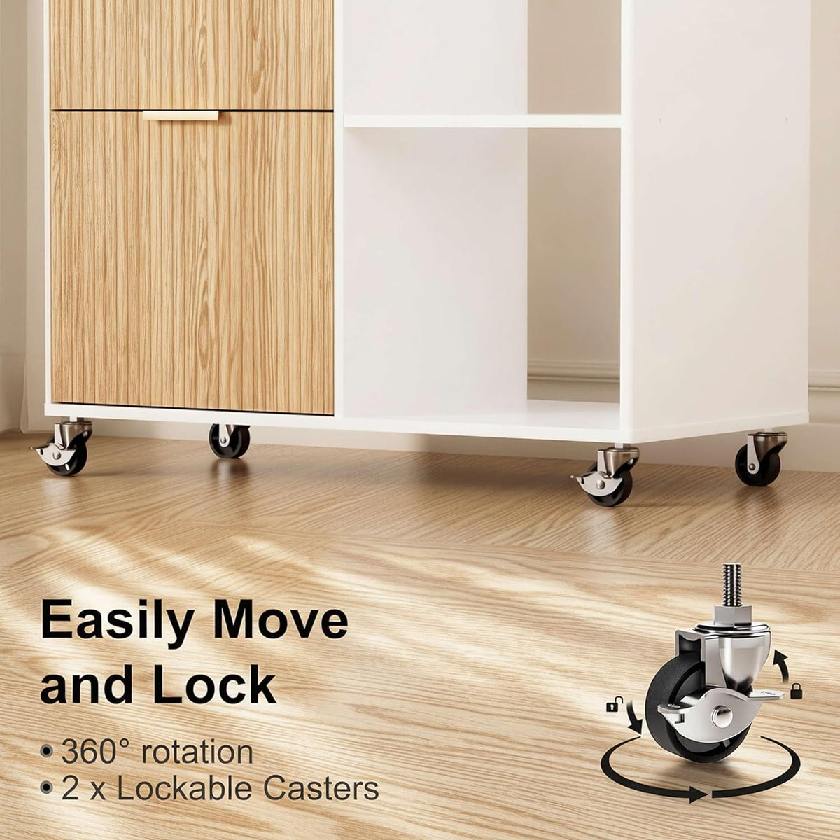 3-Drawer Mobile File Cabinet with Lock and Open Shelf - View 6