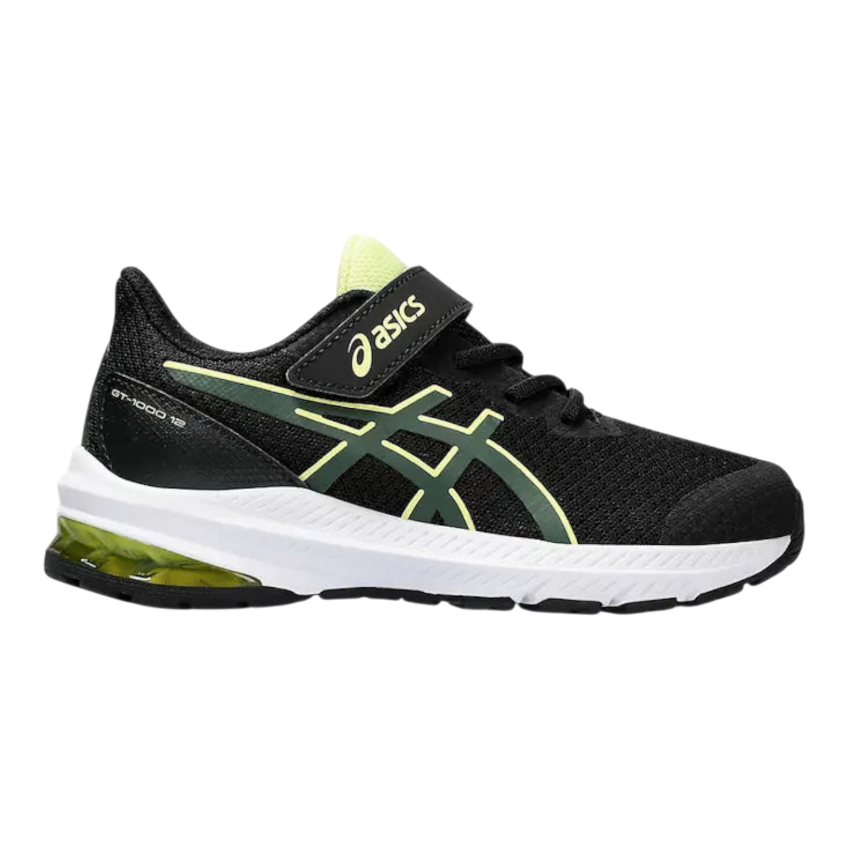 ASICS GT-1000 12 Little Kids (PS) Sneakers — Black/Rain Forest Mesh Low-Top