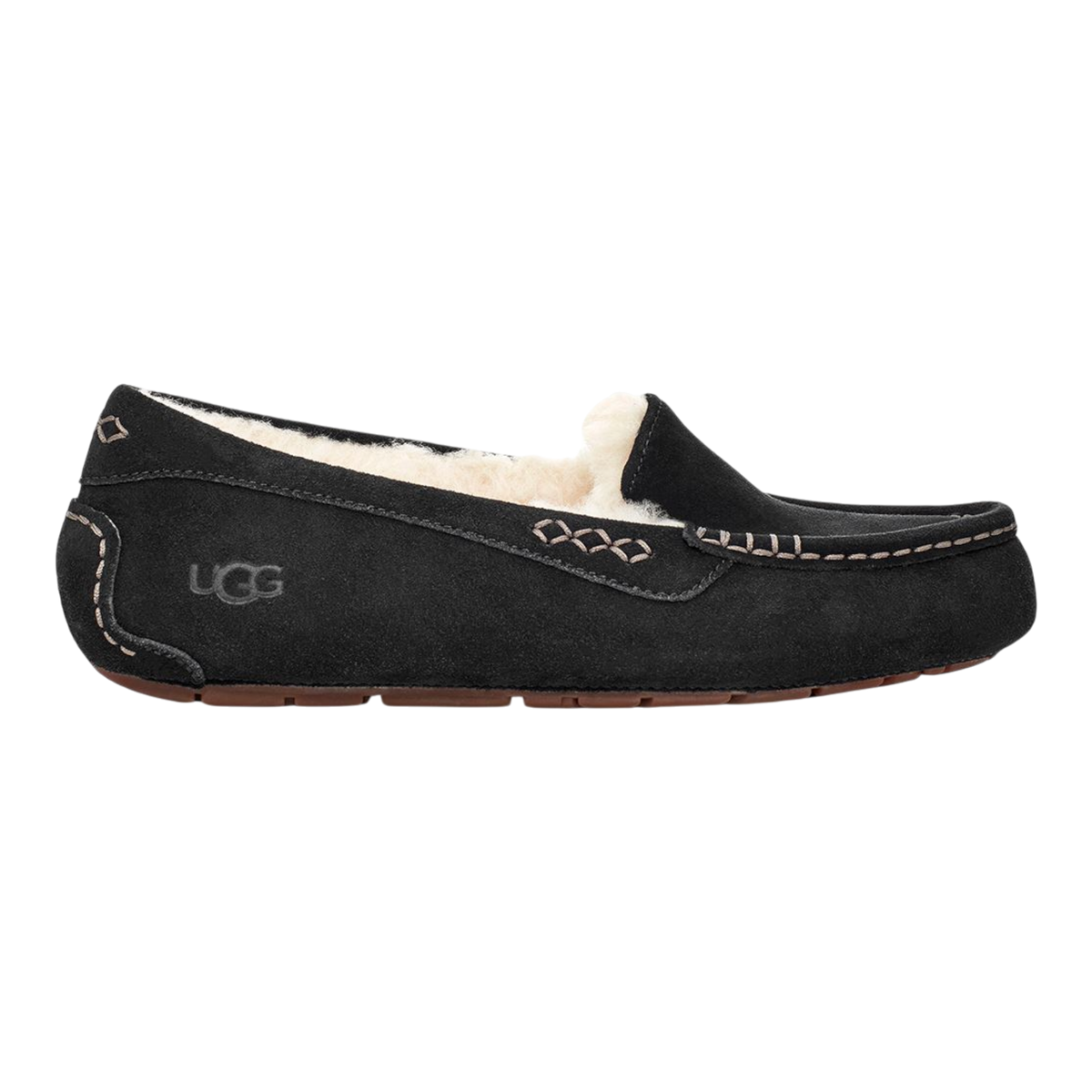 UGG Ansley Wide Womens Slippers — Black Suede