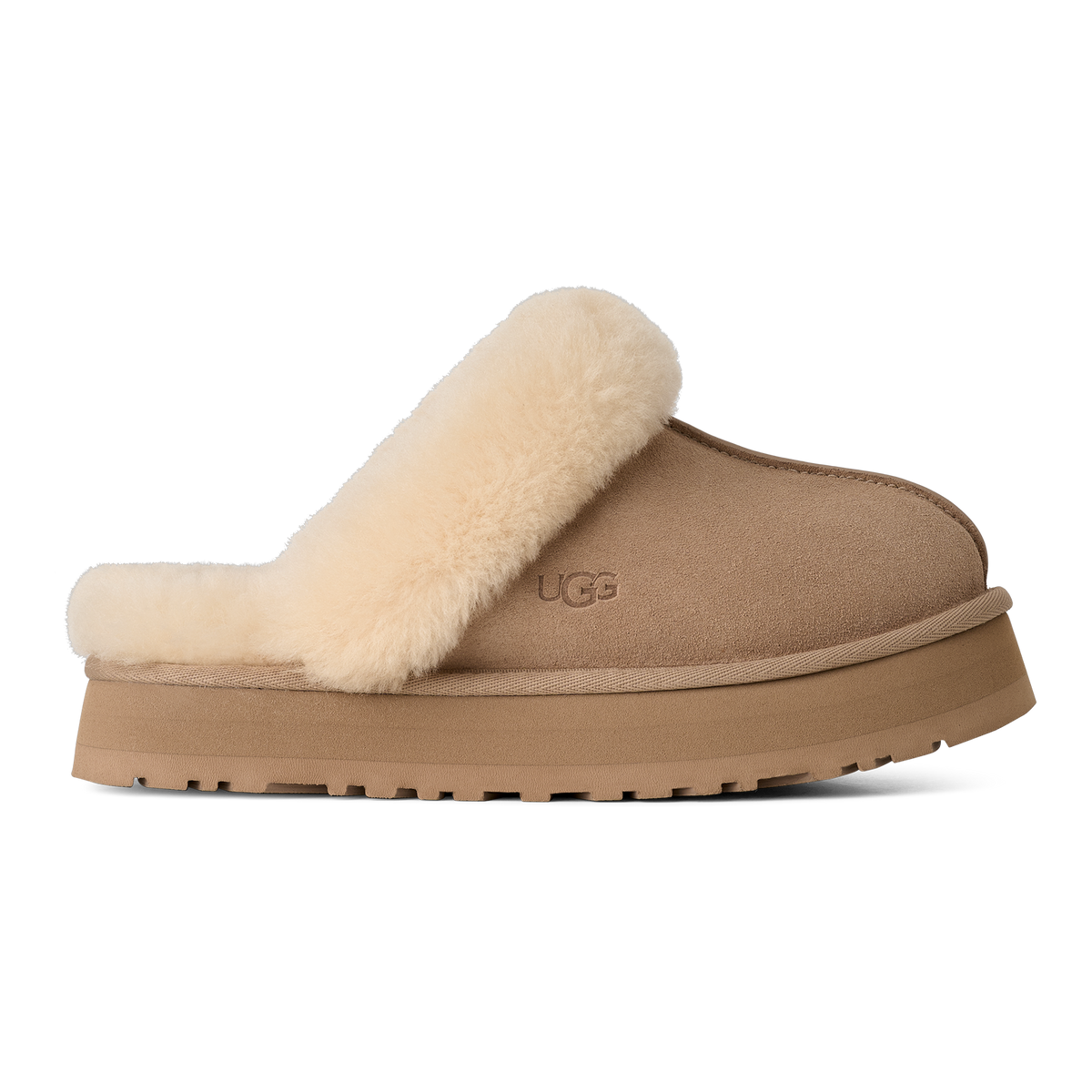 UGG Disquette Womens Platform Slippers — Sand Suede