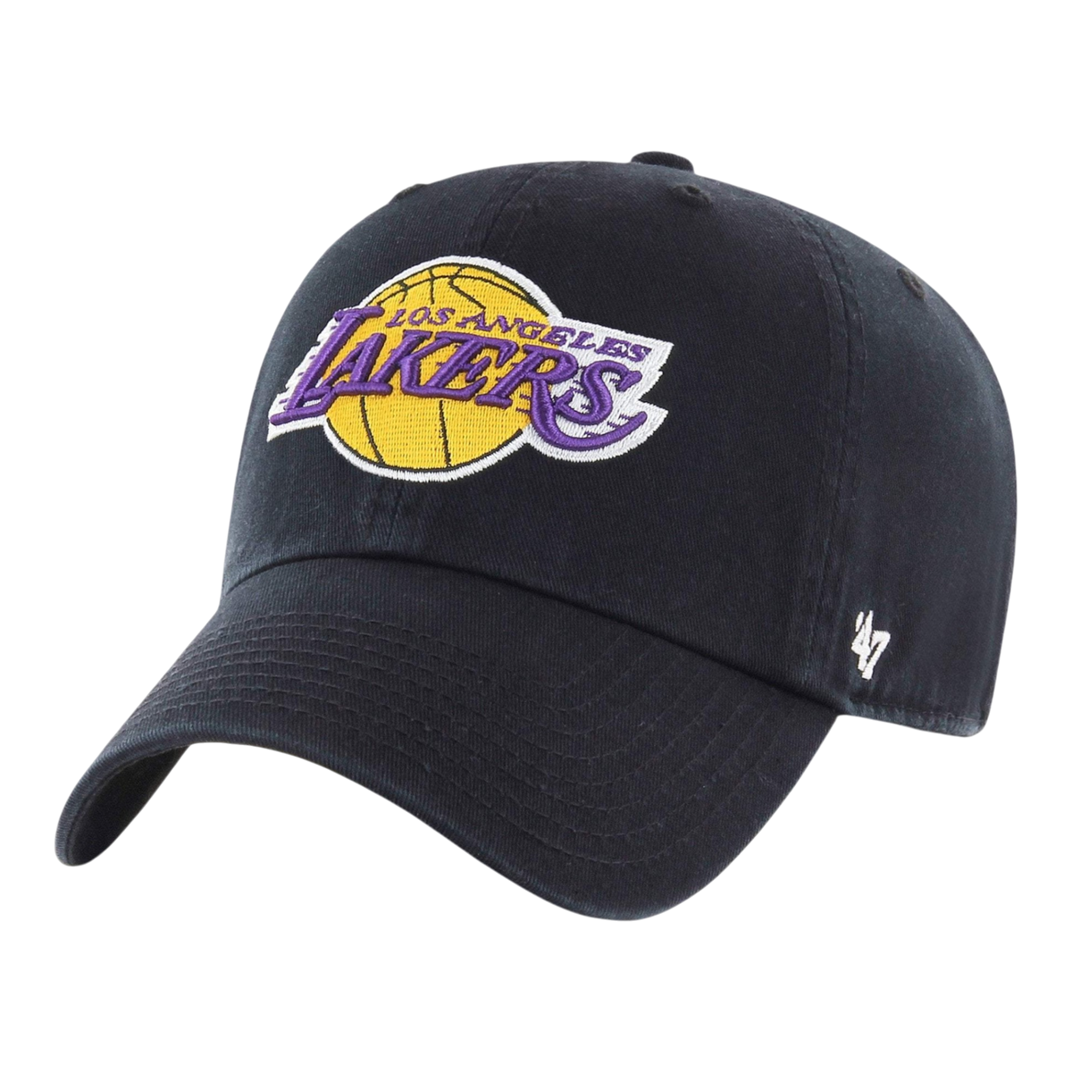 47 Brand Los Angeles Lakers Clean Up Mens Strapback Hat — Black (BKA)