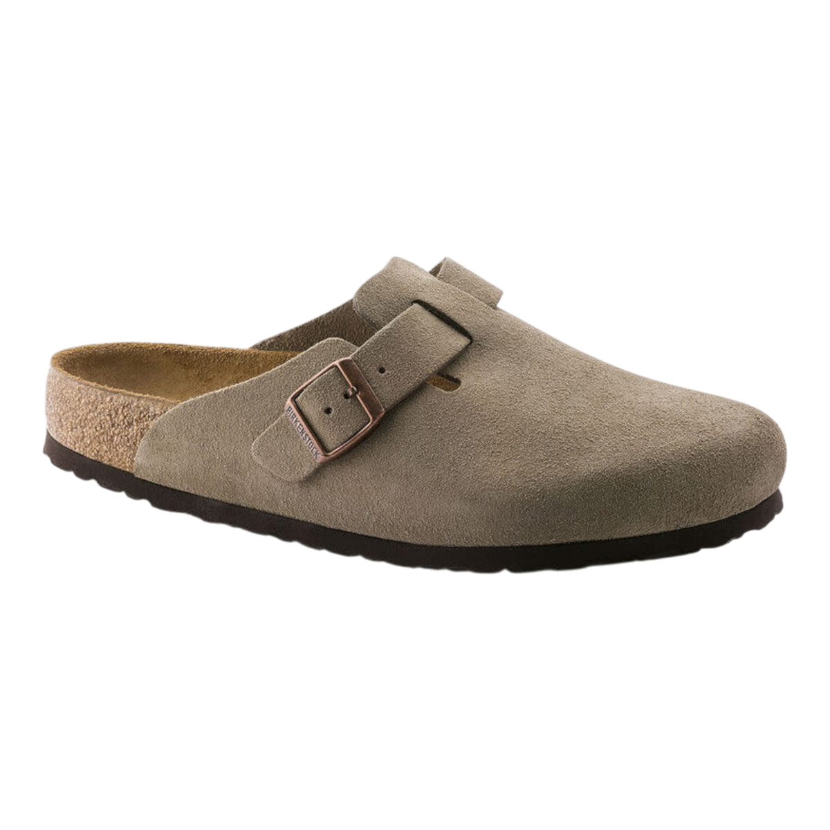 Birkenstock Boston Soft Footbed Suede Mens Clogs — Taupe