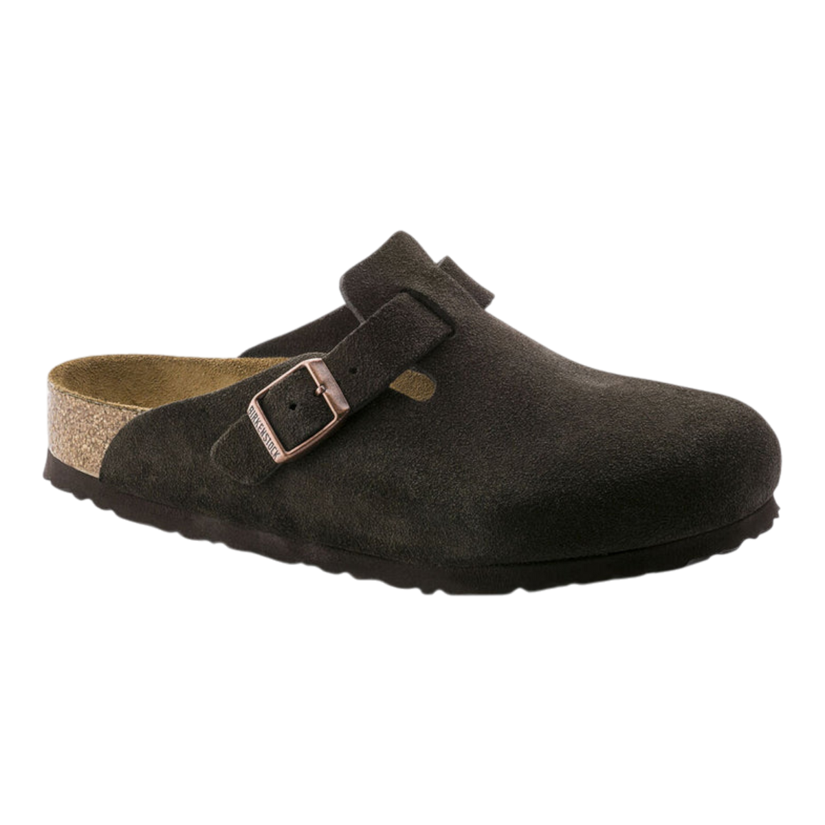 Birkenstock Boston Soft Footbed Suede Mens Clogs — Mocha