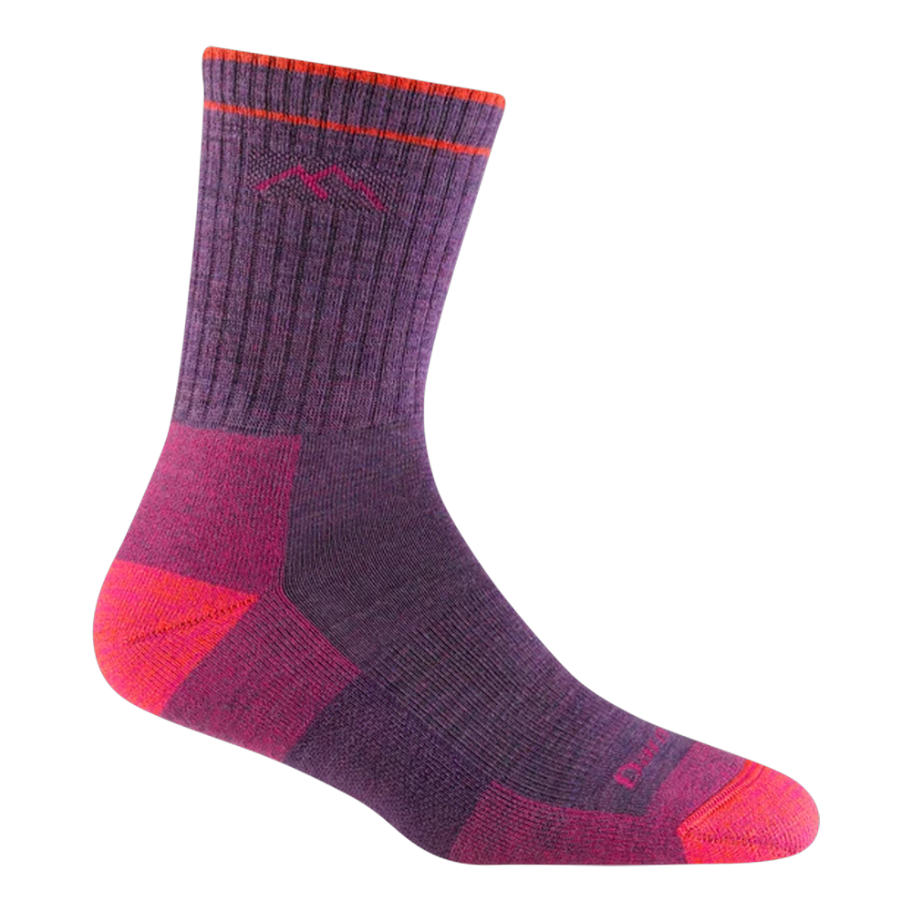 Darn Tough Hiker Micro Crew Midweight Cushion Womens Socks — Plum Heather