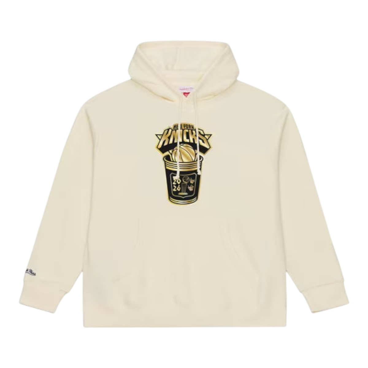 Mitchell & Ness New York Knicks B&G Coffee Cup Mens Pullover Hoodie — Cream