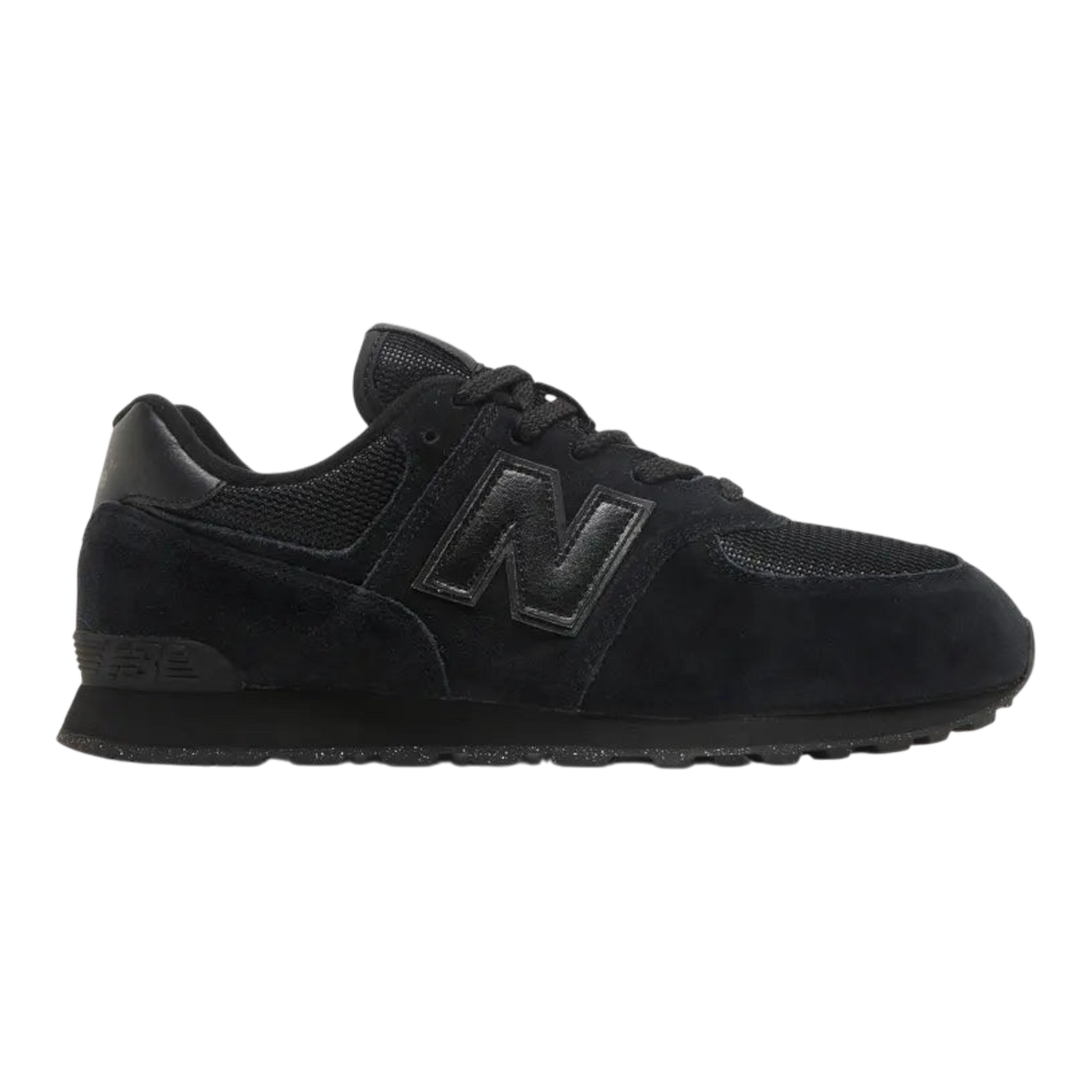 New Balance 574 Core Big Kids (GS) Sneakers — Black Suede Low-Top