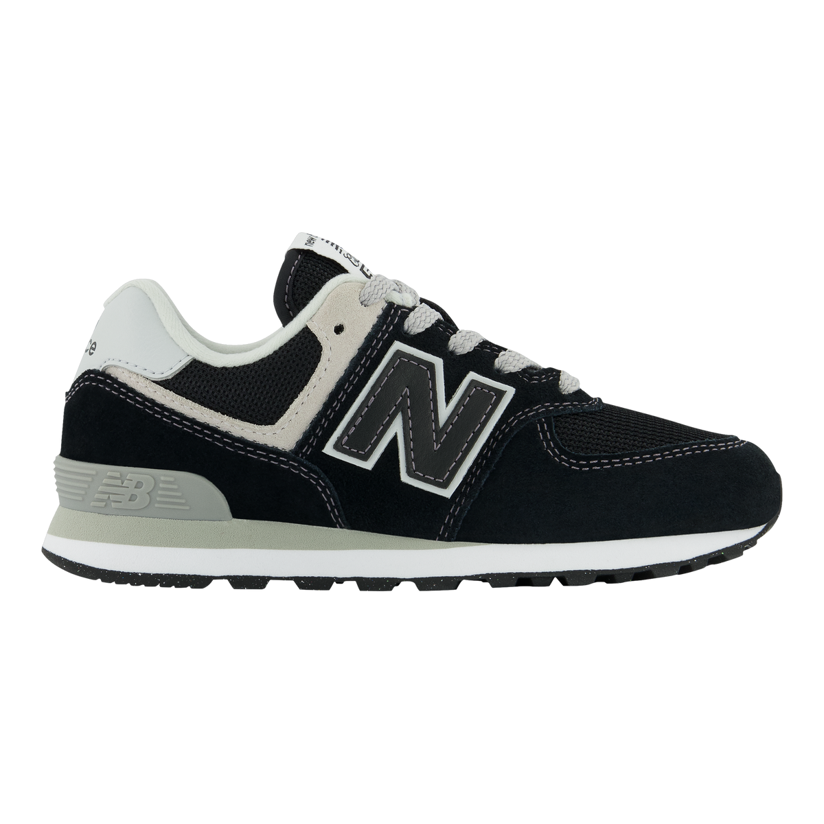 New Balance 574 Core Little Kids (PS) Sneakers — Black/White Suede Low-Top