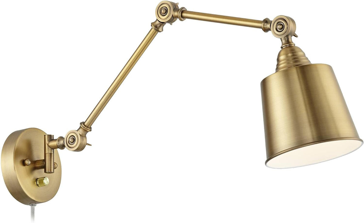Antique Brass Swing-Arm Plug-In Wall Lamps, Set of 2 (Dimmable) - View 10