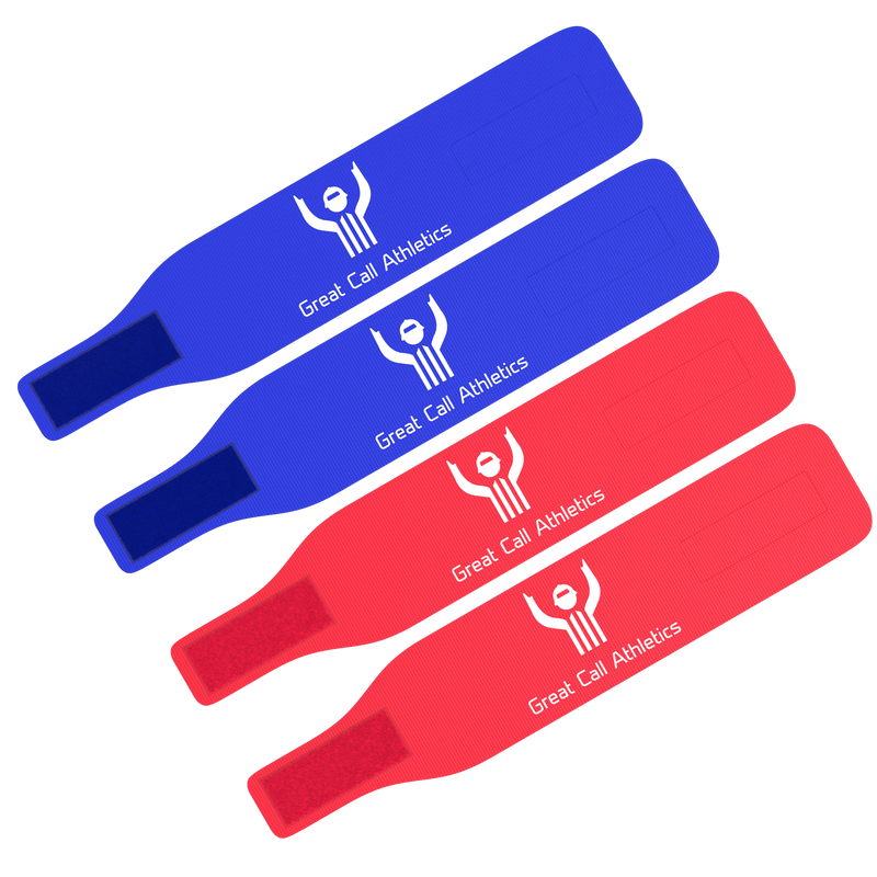 Great Call Athletics red and blue wrestling ankle bands - product view 2