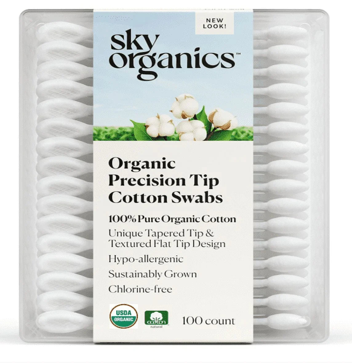 Sky Organics Organic Precision Tip Cotton Swabs, 100 ct