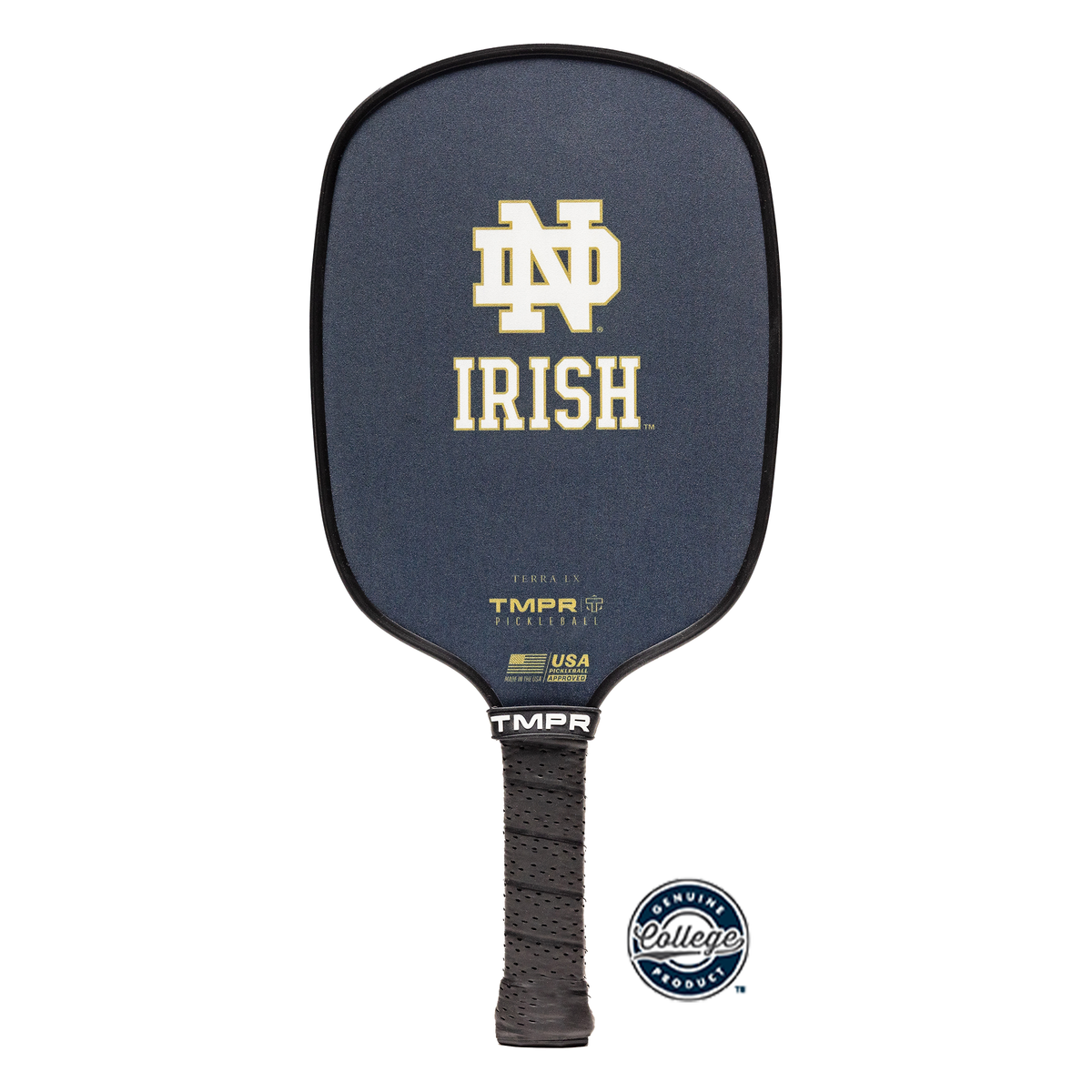 TMPR Terra LX Notre Dame Pickleball Paddle in Irish Tradition - Front View