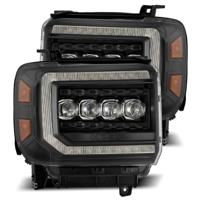 AlphaRex 14-18 GMC Sierra NOVA LED Proj Headlights Plank Style Black w/Activ Light/Seq Signal/DRL - View 8