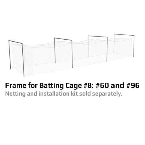 JUGS Batting Cage Frame, Galvanized Steel in Cage 8: 55' L x 11' W x 11' H / For #60 and #96 Polyethylene Nets - Front View