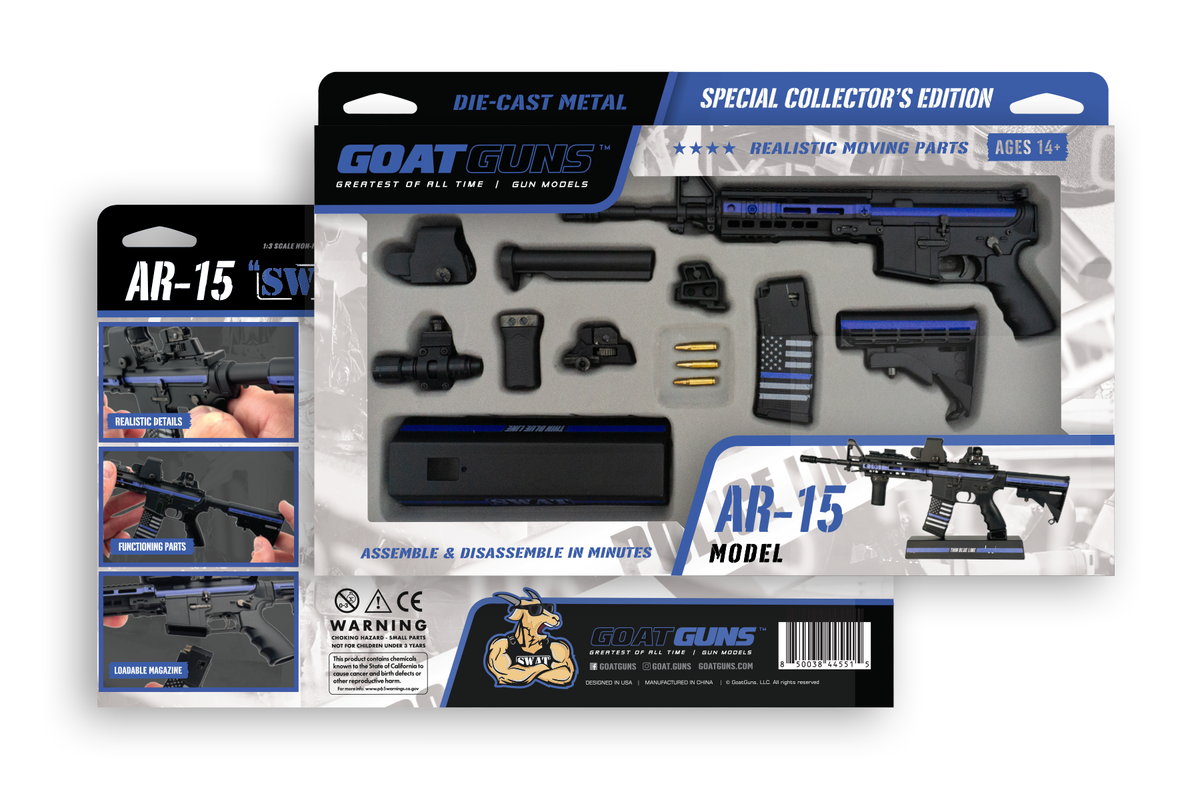 Mini AR-15 in Thin Blue Line SWAT Theme - View 6