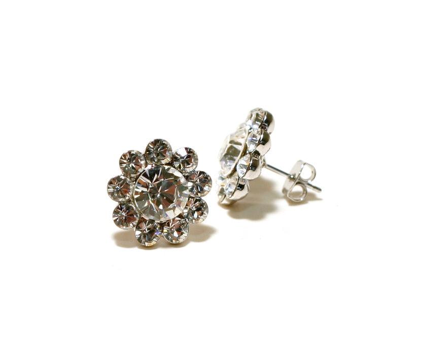 Flower Crystal Child Pierced Earrings 15mm