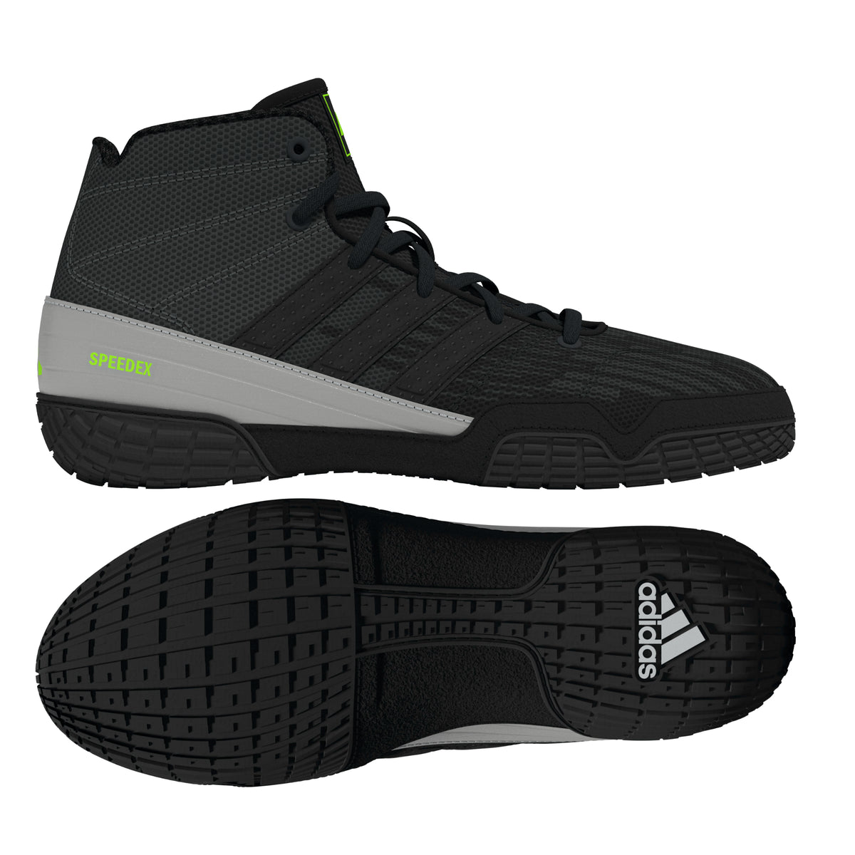 Adidas Speedex Youth Black/Grey/Solar Green Wrestling Shoes