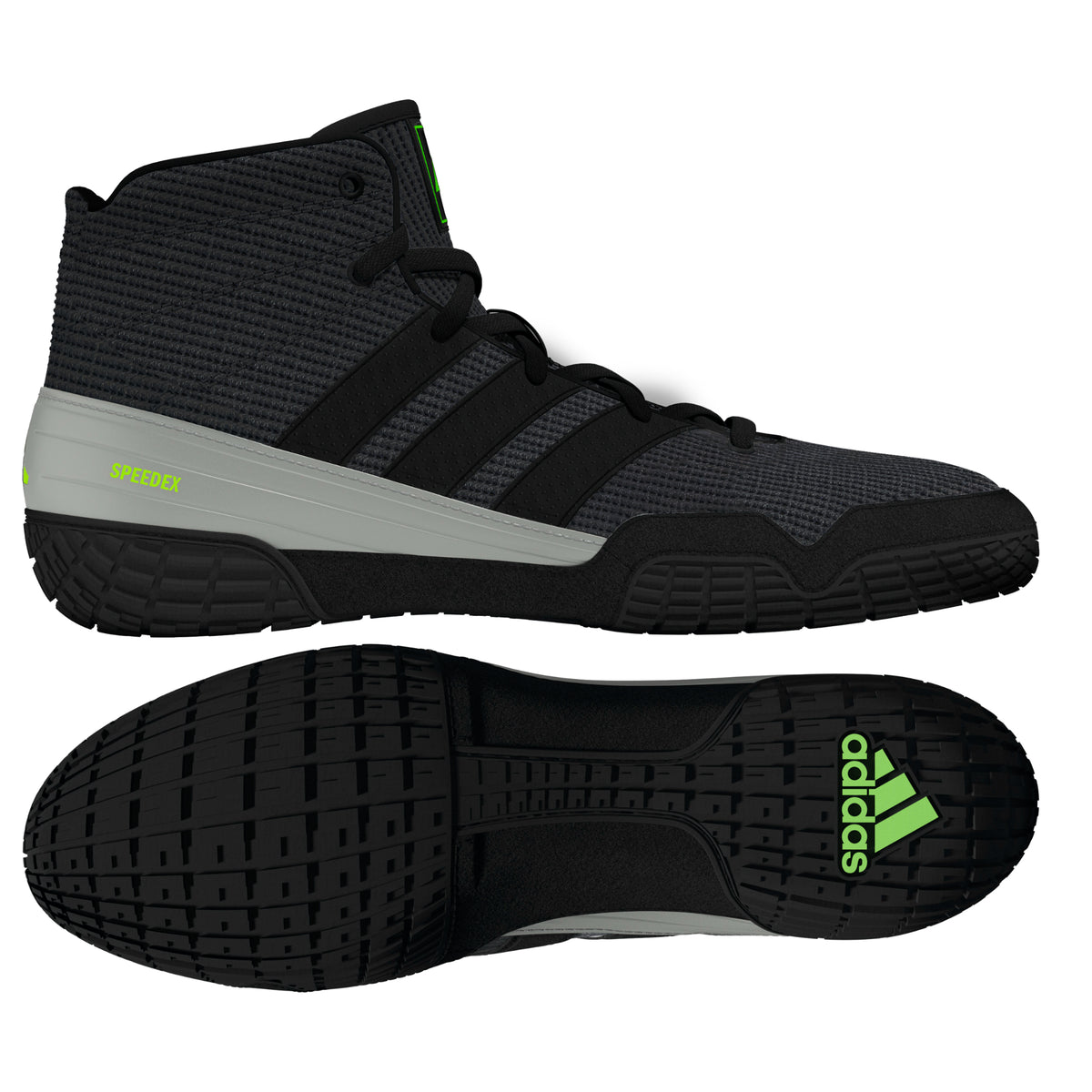 Adidas Speedex Black Grey Solar Green Wrestling Shoes