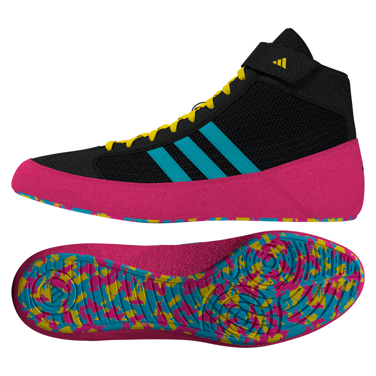 Adidas HVC 2 Black Cyan Pink Wrestling Shoes