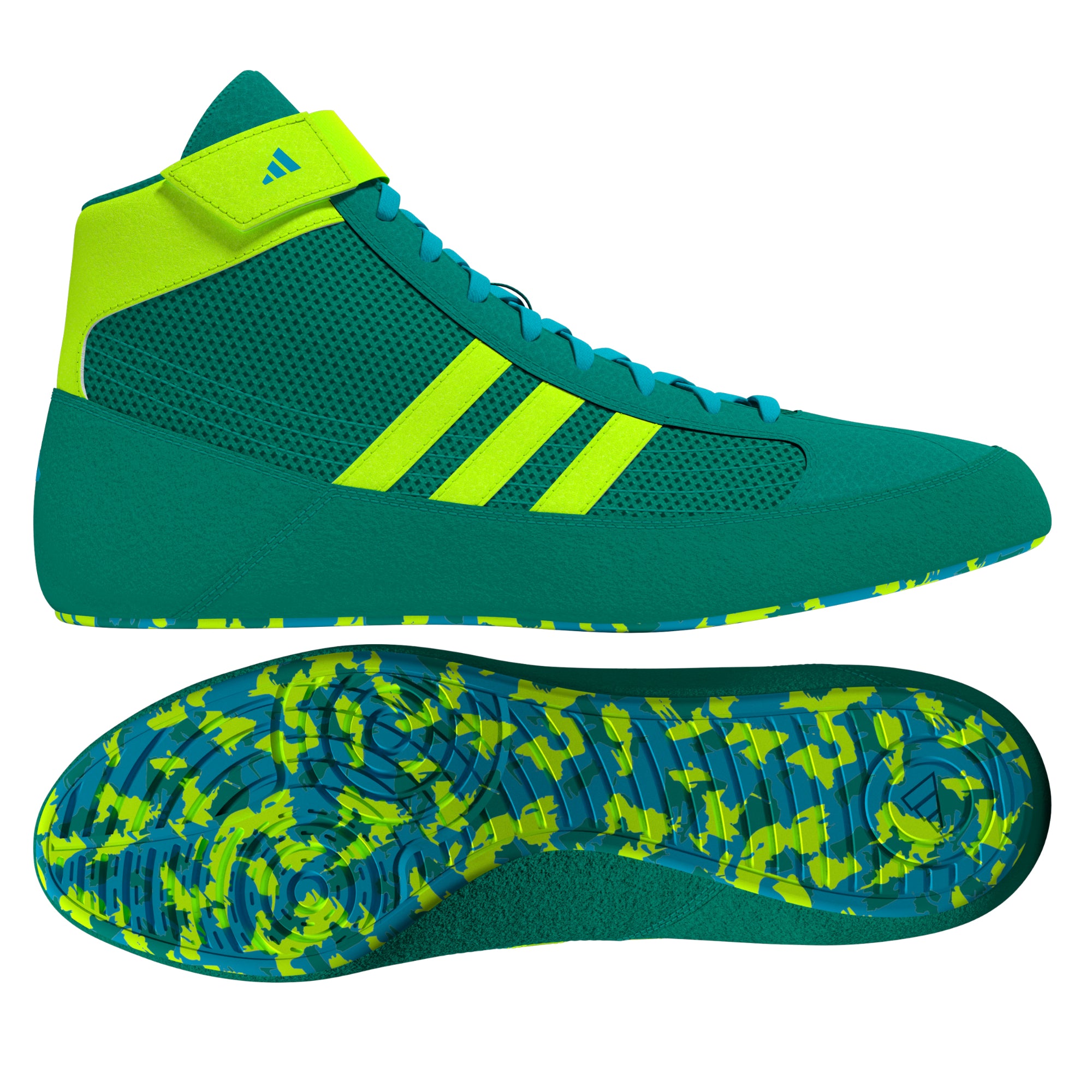 Adidas HVC 2 Pure-Teal Solar-Green Cyan Wrestling, Athletic