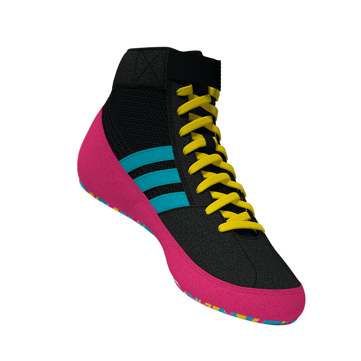 adidas Youth HVC 2 Wrestling Shoes - Black-Cyan-Pink / K13 adidas Youth HVC 2 Wrestling Shoes - Black-Cyan-Pink / K13
