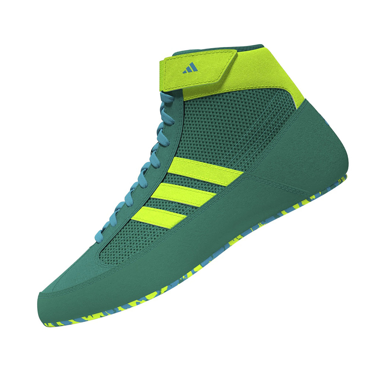Adidas HVC 2 Youth Pure-Teal Solar-Green Cyan Wrestling Shoes