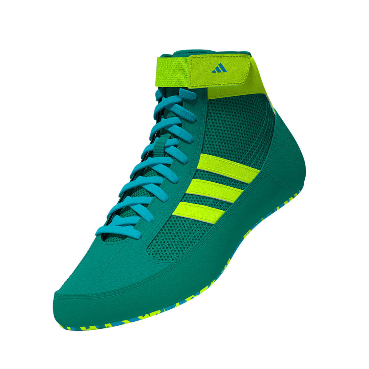 Adidas HVC 2 Youth Pure-Teal Solar-Green Cyan Wrestling Shoes