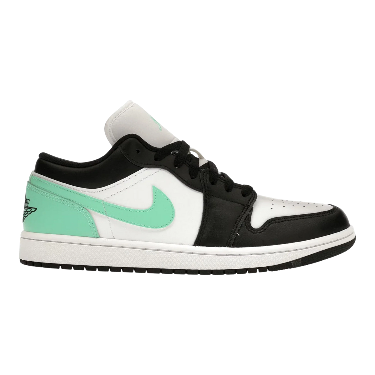 Air Jordan 1 Low Men's Sneakers — White/Black/Green Glow Low-Top