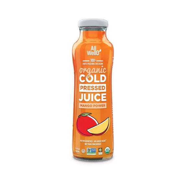 Allwello Organic Mango Power Juice, 32 fl oz (Case of 6)