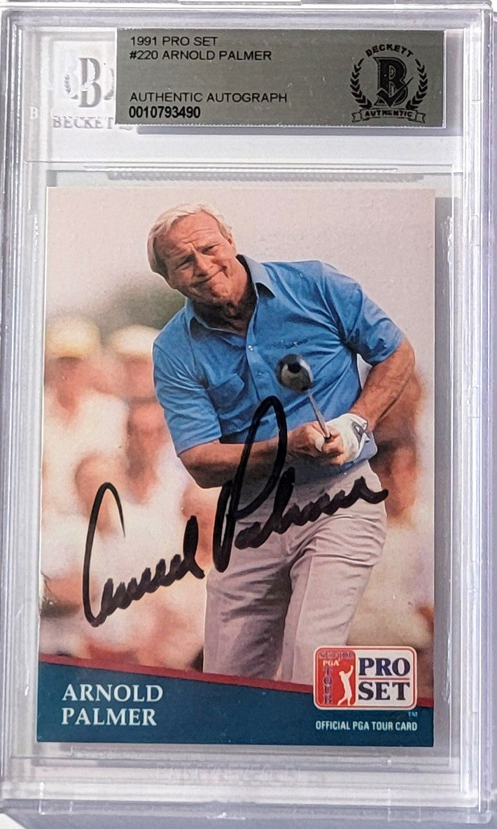 Arnold Palmer Autographed PGA Tour Golf Encapsulated 1991 Pro Set #220 Trading Card Beckett Authenticated