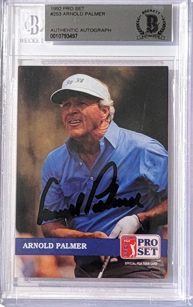 Arnold Palmer Autographed PGA Tour Golf Encapsulated 1992 Pro Set #253 Trading Card Beckett Authenticated