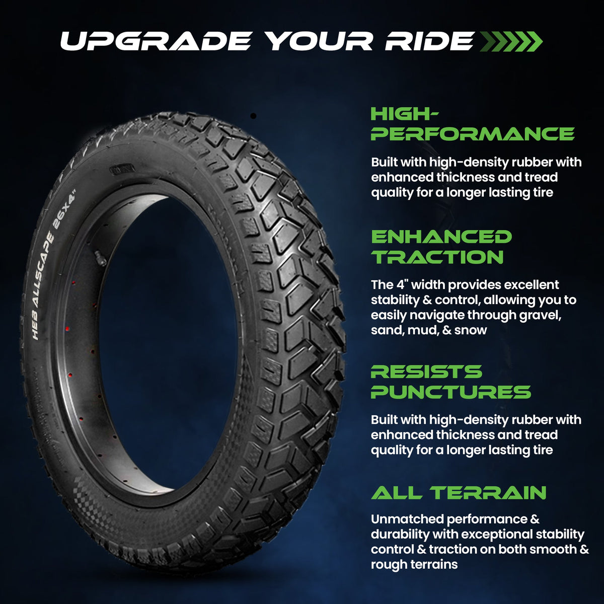 HEB ALLSCAPE® Fat Tires- 24"x 4.0" (SET OF 2 Tires) Tubes Not Included. - View 6
