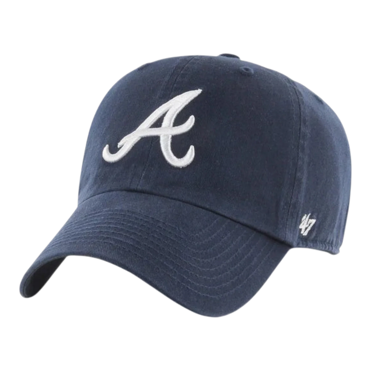47 Brand Clean Up Atlanta Braves Men's Strapback Hat — Navy Adjustable Cap