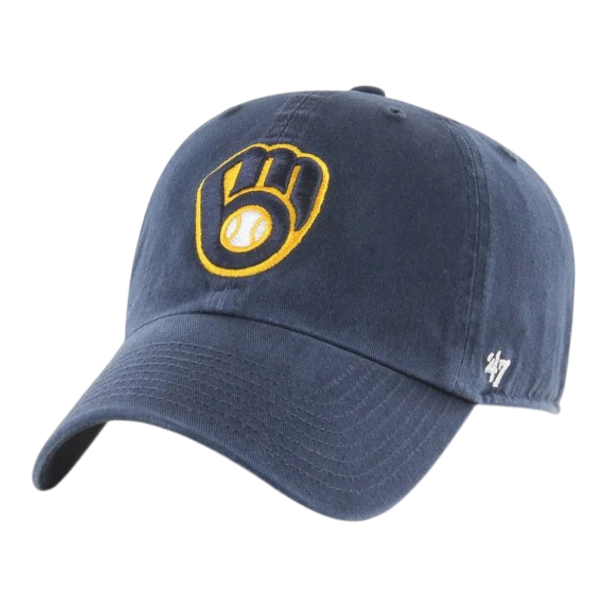 47 Brand Clean Up Milwaukee Brewers Men's Strapback Hat — Navy Adjustable Cap