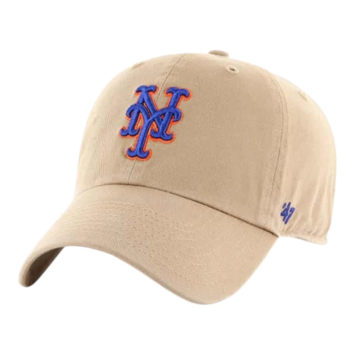 47 Brand Clean Up New York Mets Men's Strapback Hat — Khaki Adjustable Cap