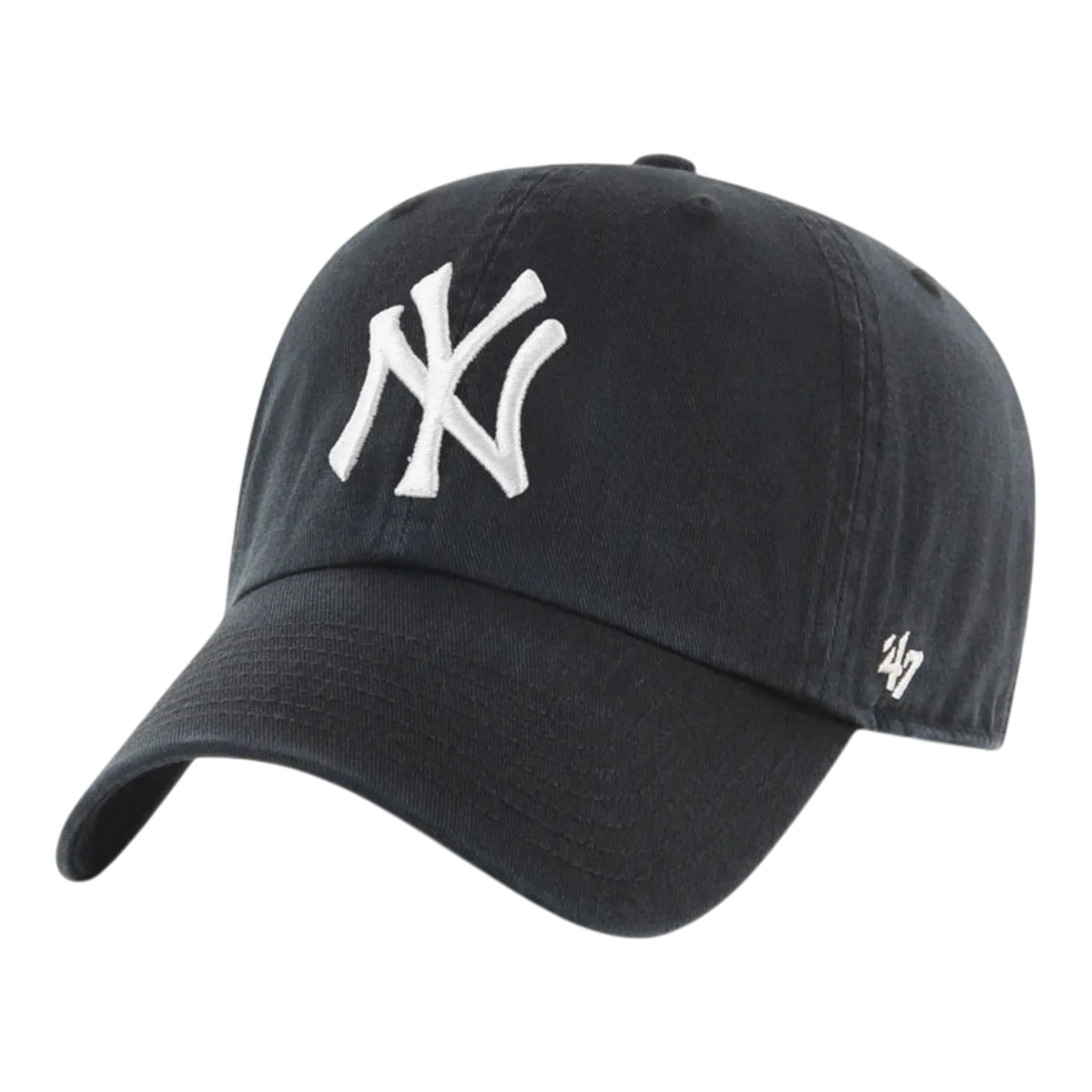 47 Brand Clean Up New York Yankees Men's Strapback Hat — Black Adjustable Cap