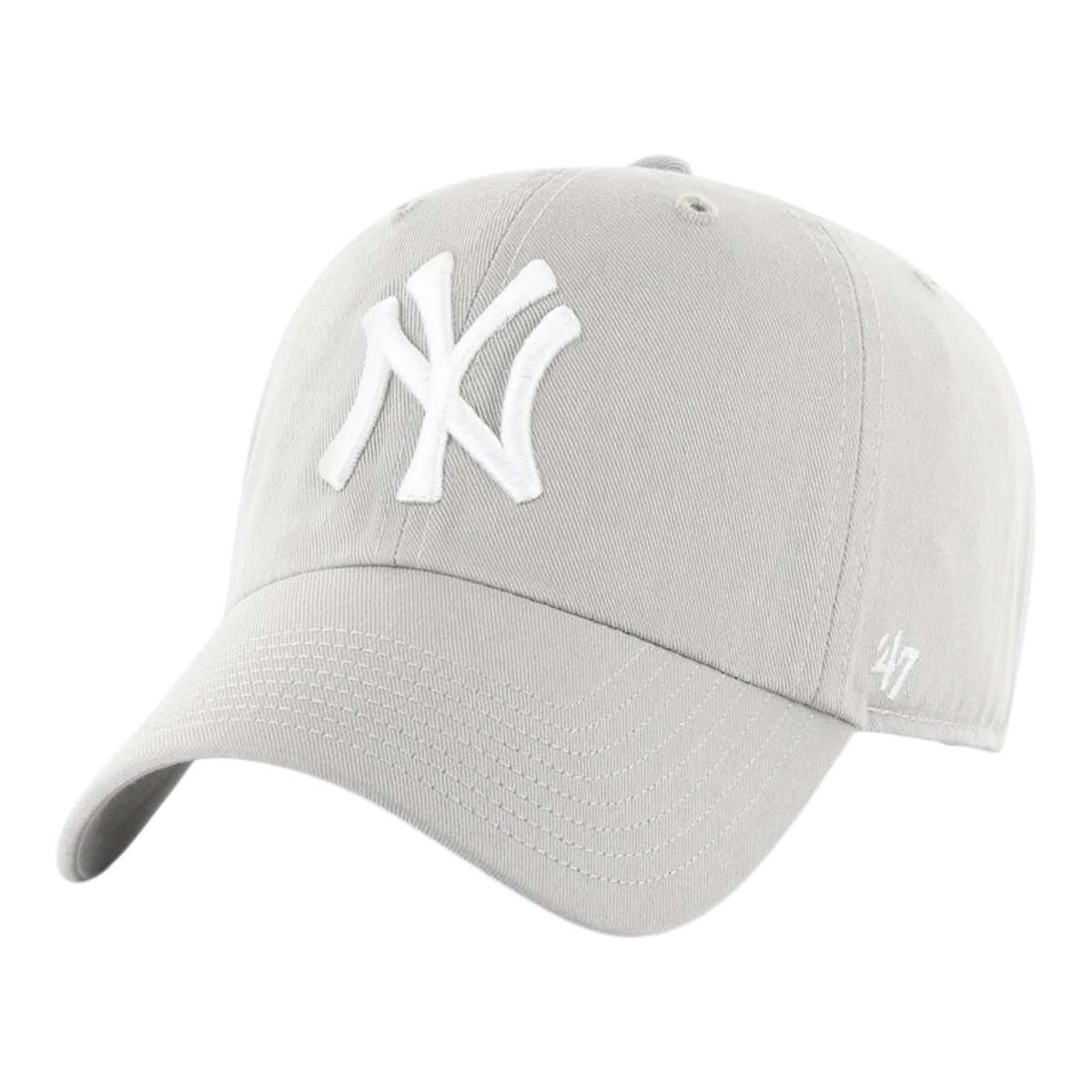 47 Brand Clean Up New York Yankees Men's Strapback Hat — Gray Adjustable Cap