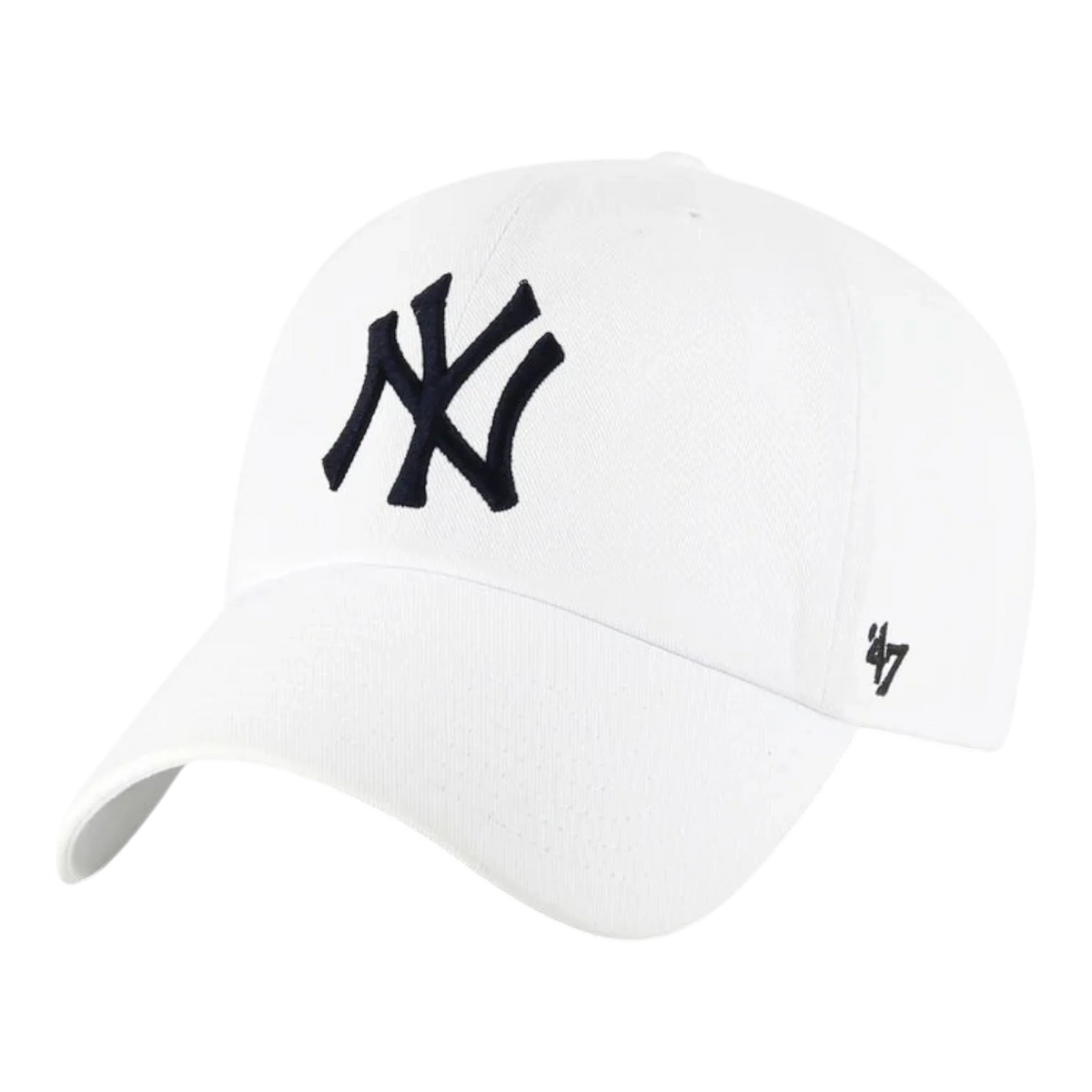 47 Brand Clean Up New York Yankees Men's Strapback Hat — White Adjustable Cap
