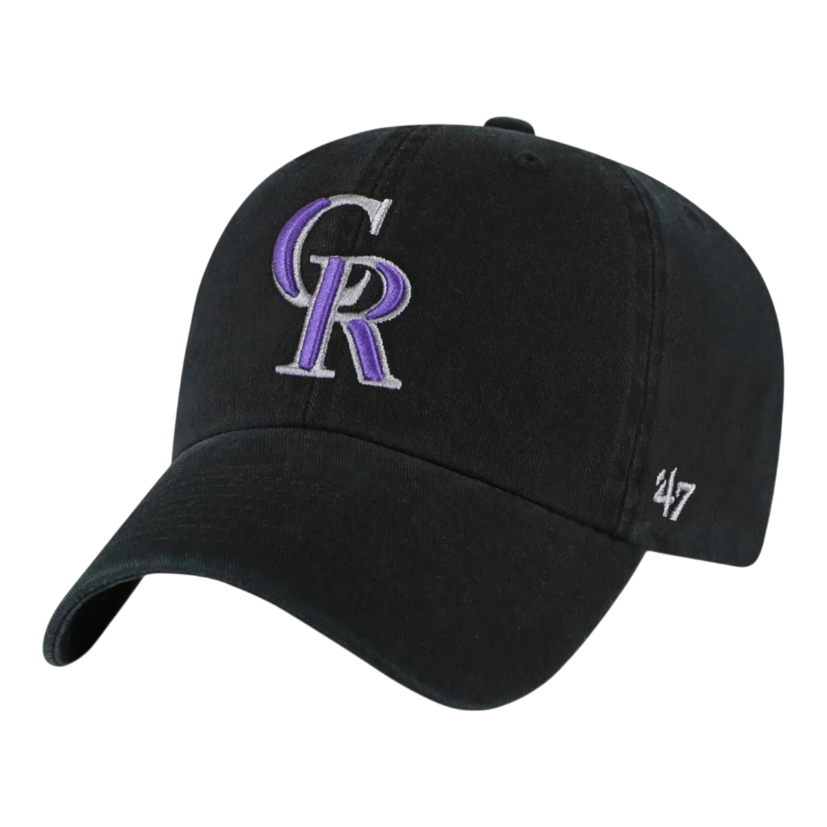 47 Brand Clean Up Colorado Rockies Men's Strapback Hat — Black Adjustable Cap