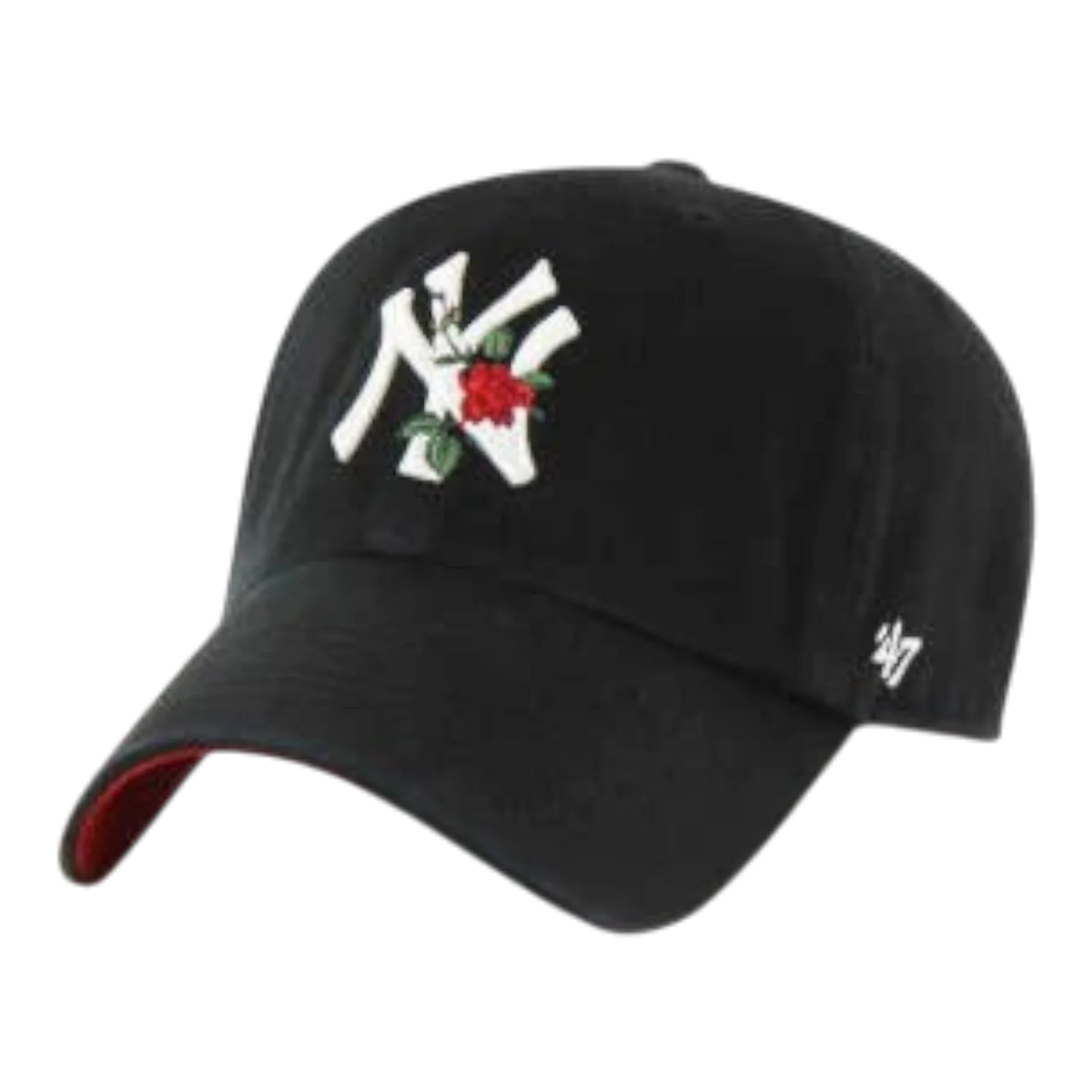 47 Brand Clean Up New York Yankees Thorn Men's Strapback Hat — Black Adjustable Cap
