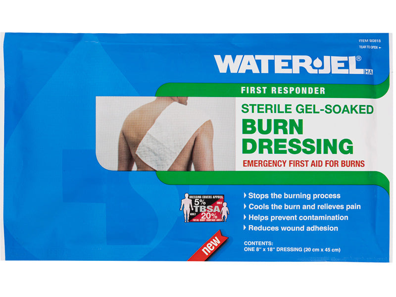 Water Jel First Responder Sterile Burn Dressing - 8" x 18" (20 Dressings - 2 Cartons/10 Each)