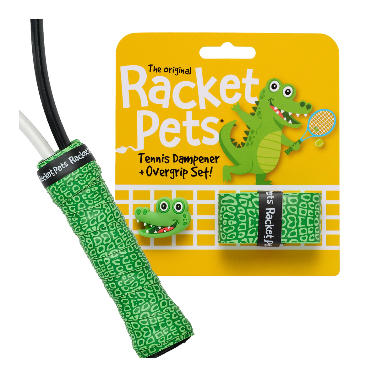 Racket Pets Tennis Overgrip and Dampener Set in Alligator - front view